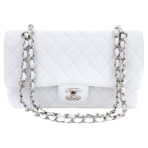 chanel small classic flap white caviar|Chanel Classic Flap Bag: How Much Is It & Is It Worth It.